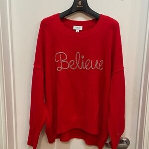 CeCe Vibrant Red 'Believe' Sweater